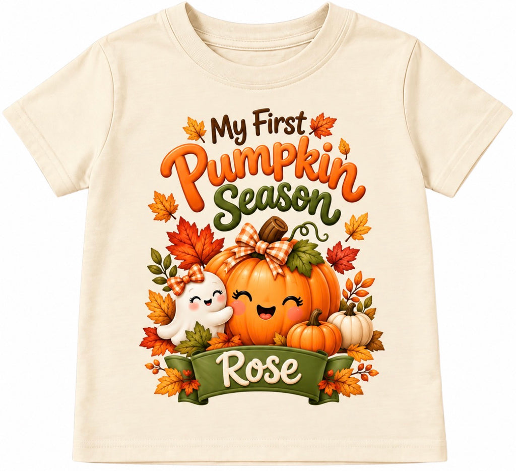 My First Pumpkin Season Personalized Boy style and Girl style Fall/Halloween t-shirt