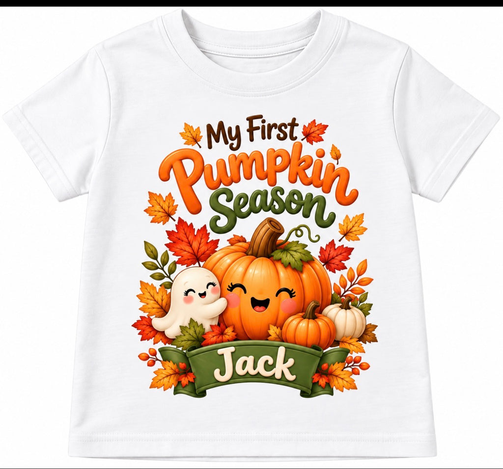 My First Pumpkin Season Personalized Boy style and Girl style Fall/Halloween t-shirt