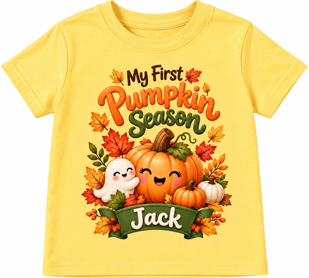 My First Pumpkin Season Personalized Boy style and Girl style Fall/Halloween t-shirt