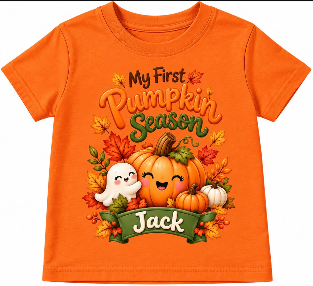 My First Pumpkin Season Personalized Boy style and Girl style Fall/Halloween t-shirt