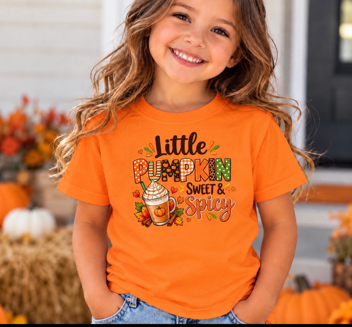 Little Pumpkin Sweet and Spicy Kids Fall T-shirt