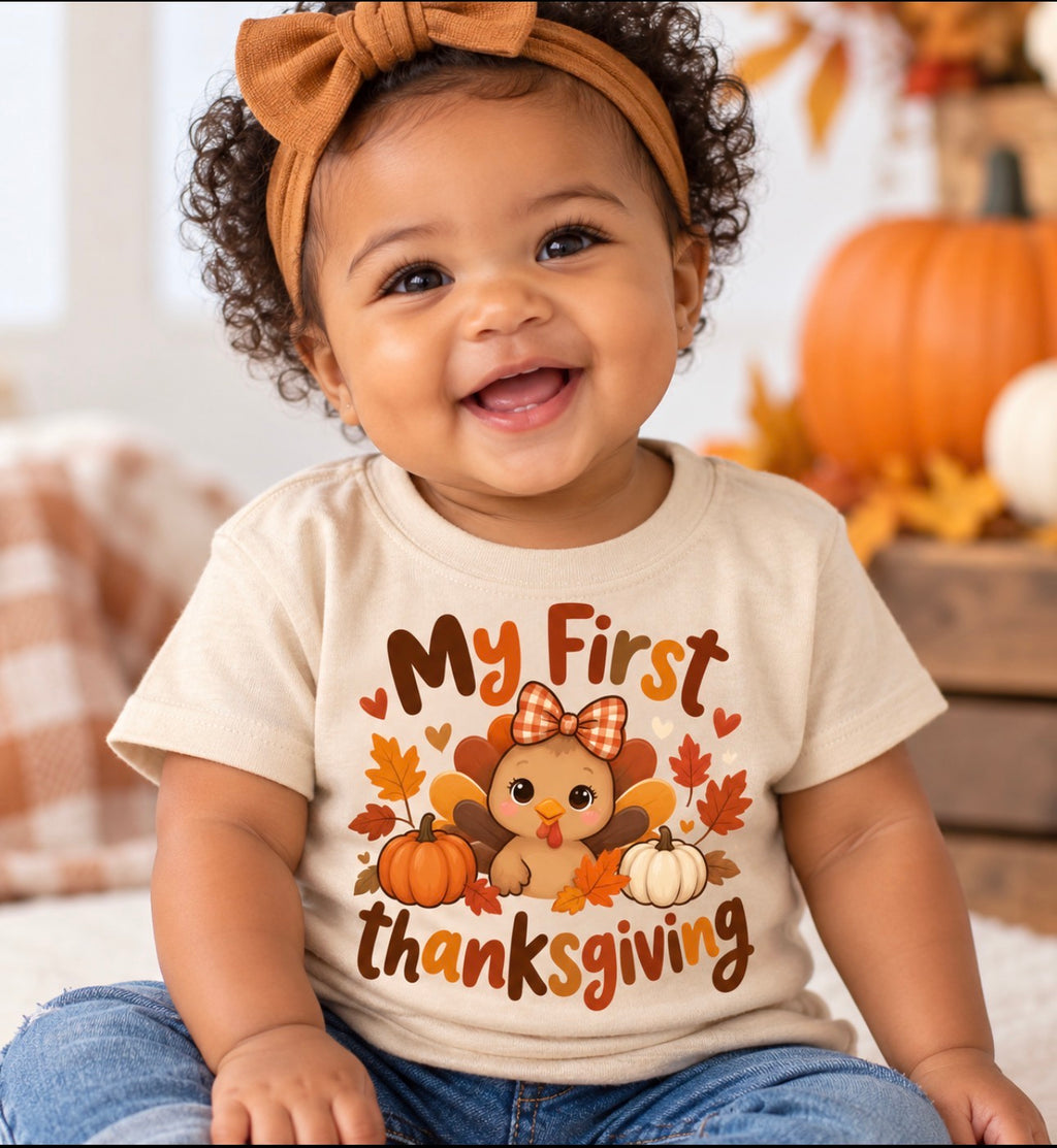 My First Thanksgiving Toddler's T-Shirt in Boy Style and Girl Style
