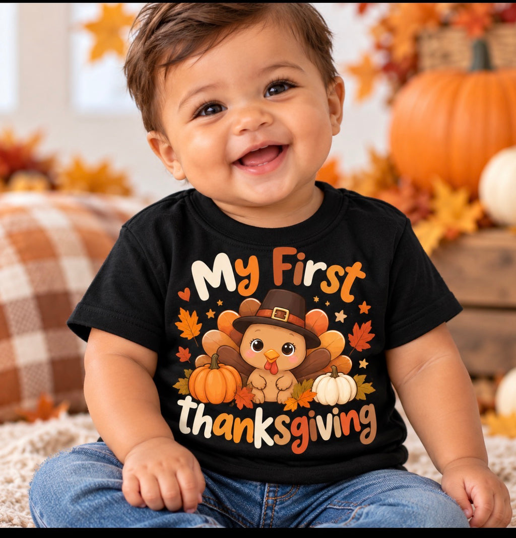 My First Thanksgiving Toddler's T-Shirt in Boy Style and Girl Style