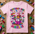 Custom Blocks Builder Birthday Girl Shirt, Personalized Name & Age Pink Robot Tee