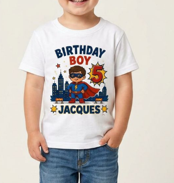 Personalized Super Birthday Boy Shirt - Custom Superhero Birthday Tee