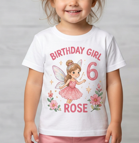 Personalized Fairy Birthday Girl Shirt | Custom Name & Age Toddler Tee