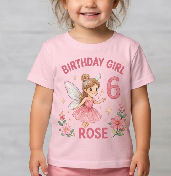 Personalized Fairy Birthday Girl Shirt | Custom Name & Age Toddler Tee