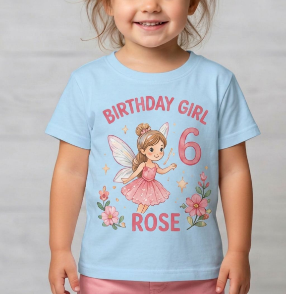 Personalized Fairy Birthday Girl Shirt | Custom Name & Age Toddler Tee