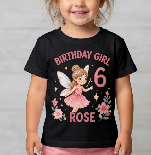Personalized Fairy Birthday Girl Shirt | Custom Name & Age Toddler Tee