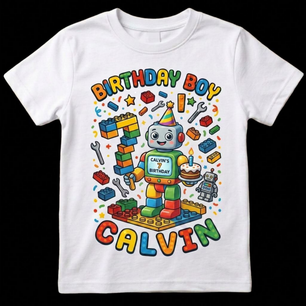 Custom Blocks Builder Birthday Boy Shirt, Personalized Tee