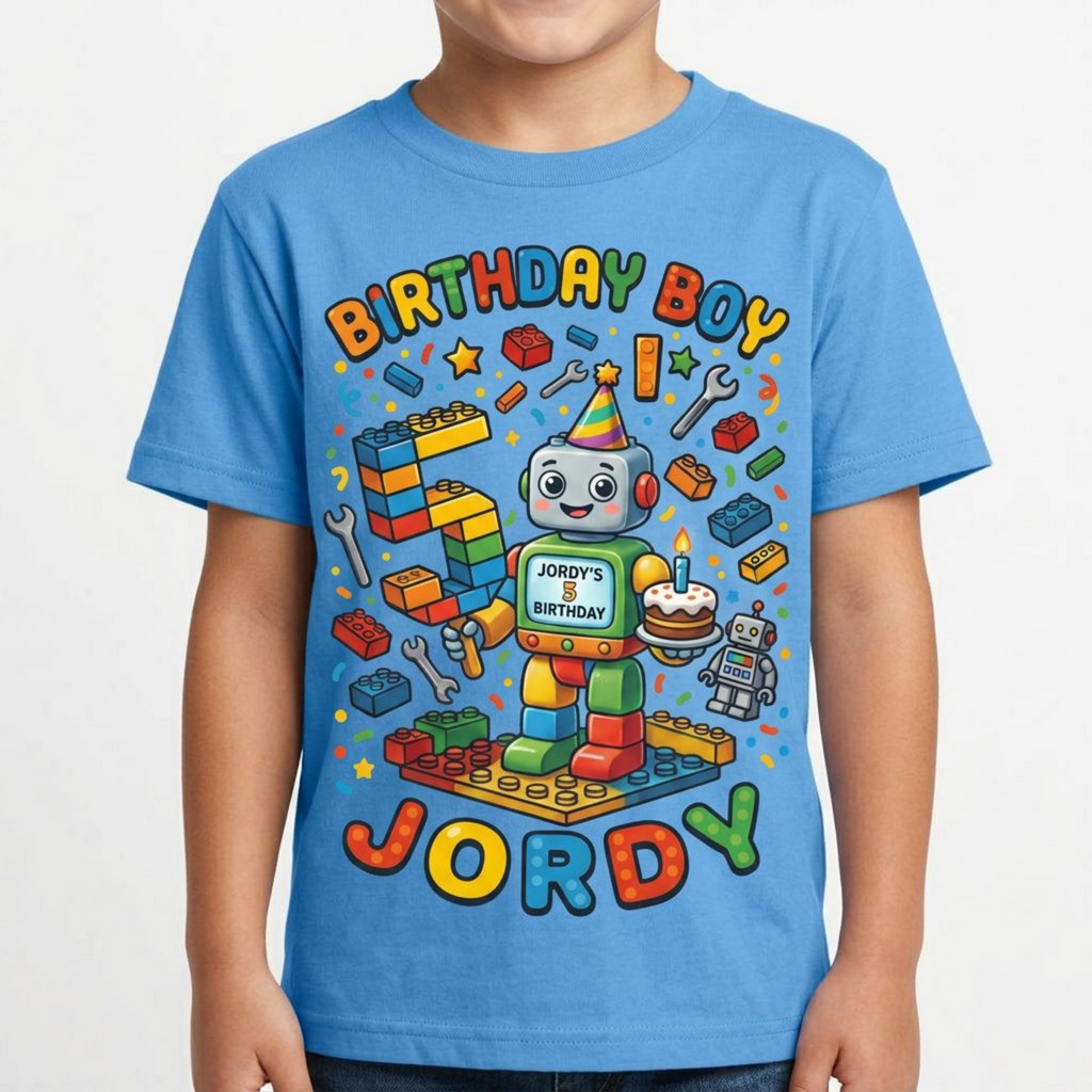 Custom Blocks Builder Birthday Boy Shirt, Personalized Tee