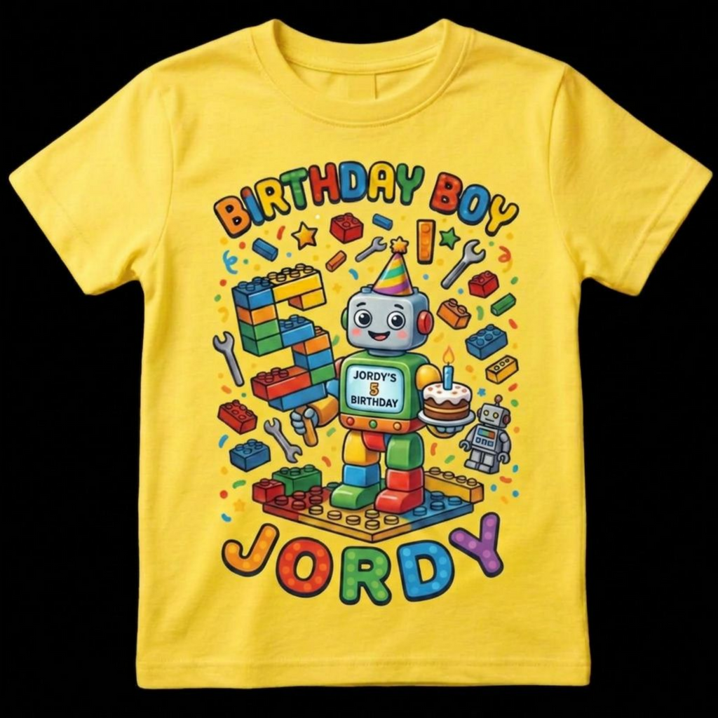 Custom Blocks Builder Birthday Boy Shirt, Personalized Tee
