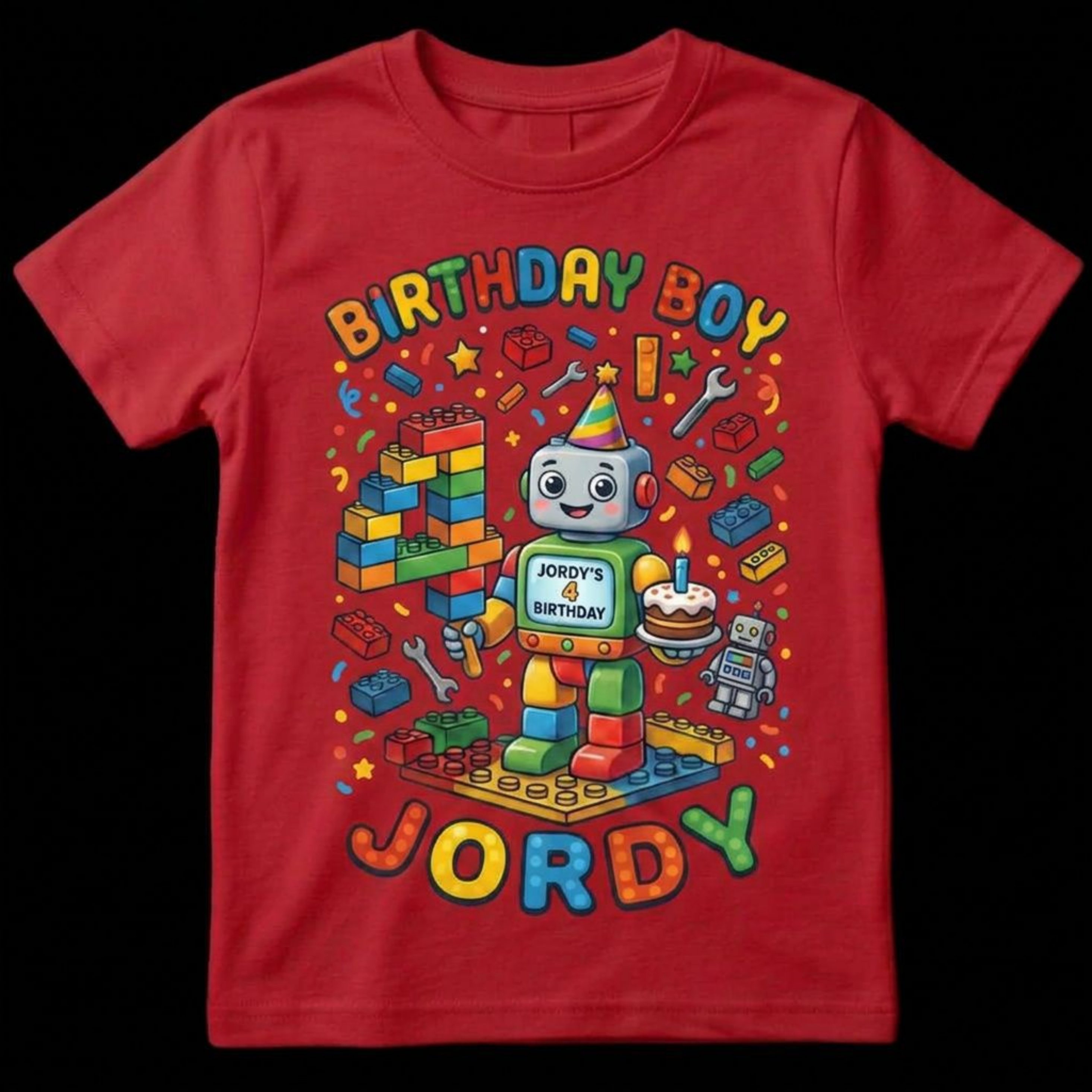 Custom Blocks Builder Birthday Boy Shirt, Personalized Tee