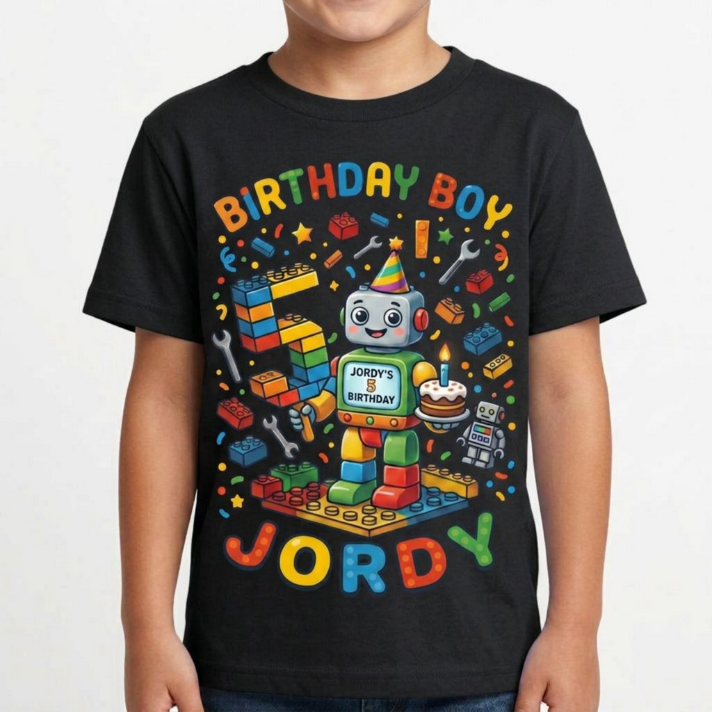 Custom Blocks Builder Birthday Boy Shirt, Personalized Tee