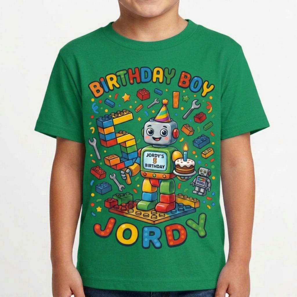 Custom Blocks Builder Birthday Boy Shirt, Personalized Tee