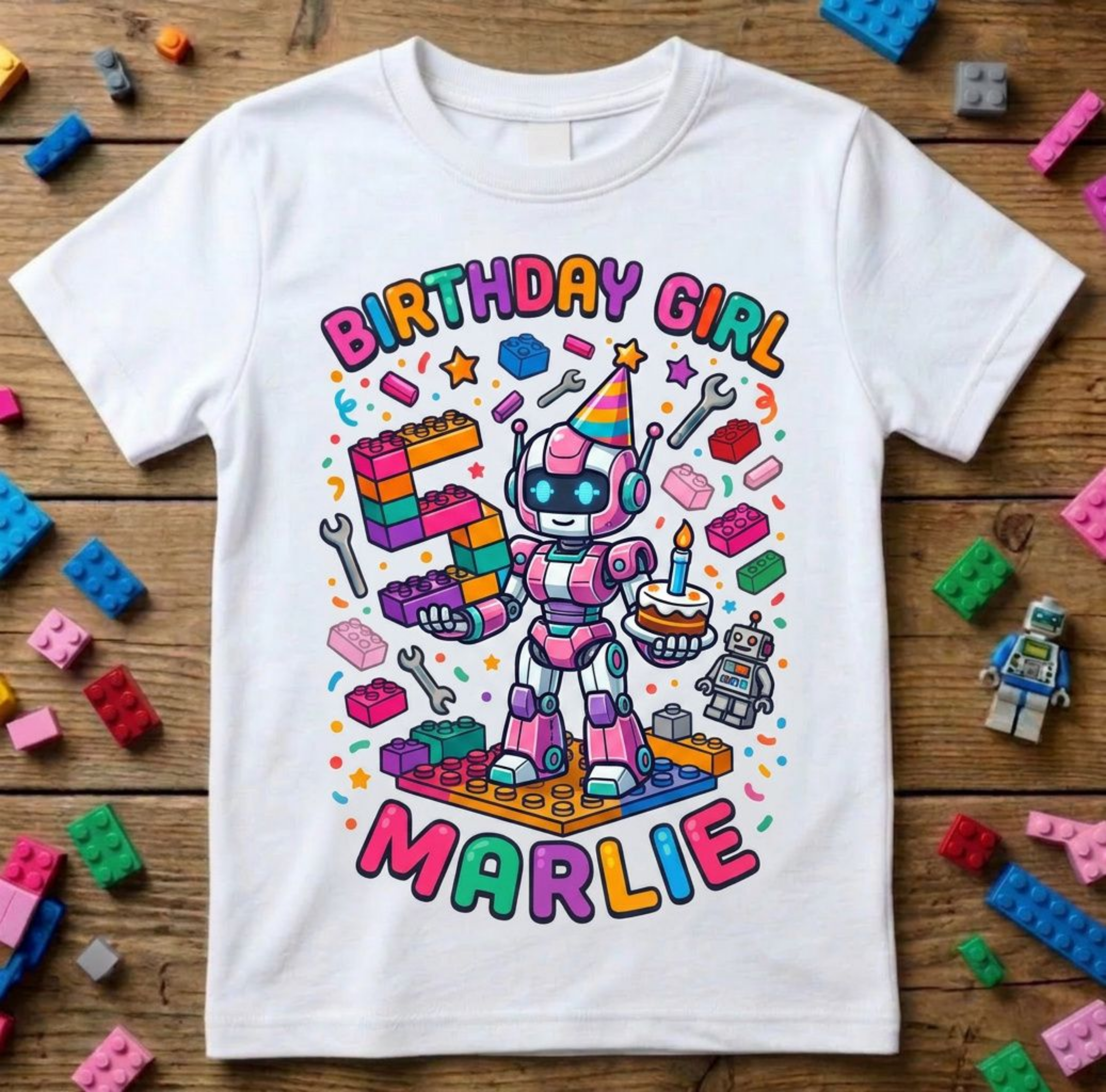 Custom Builder Birthday Girl Shirt, Personalized Block Tee