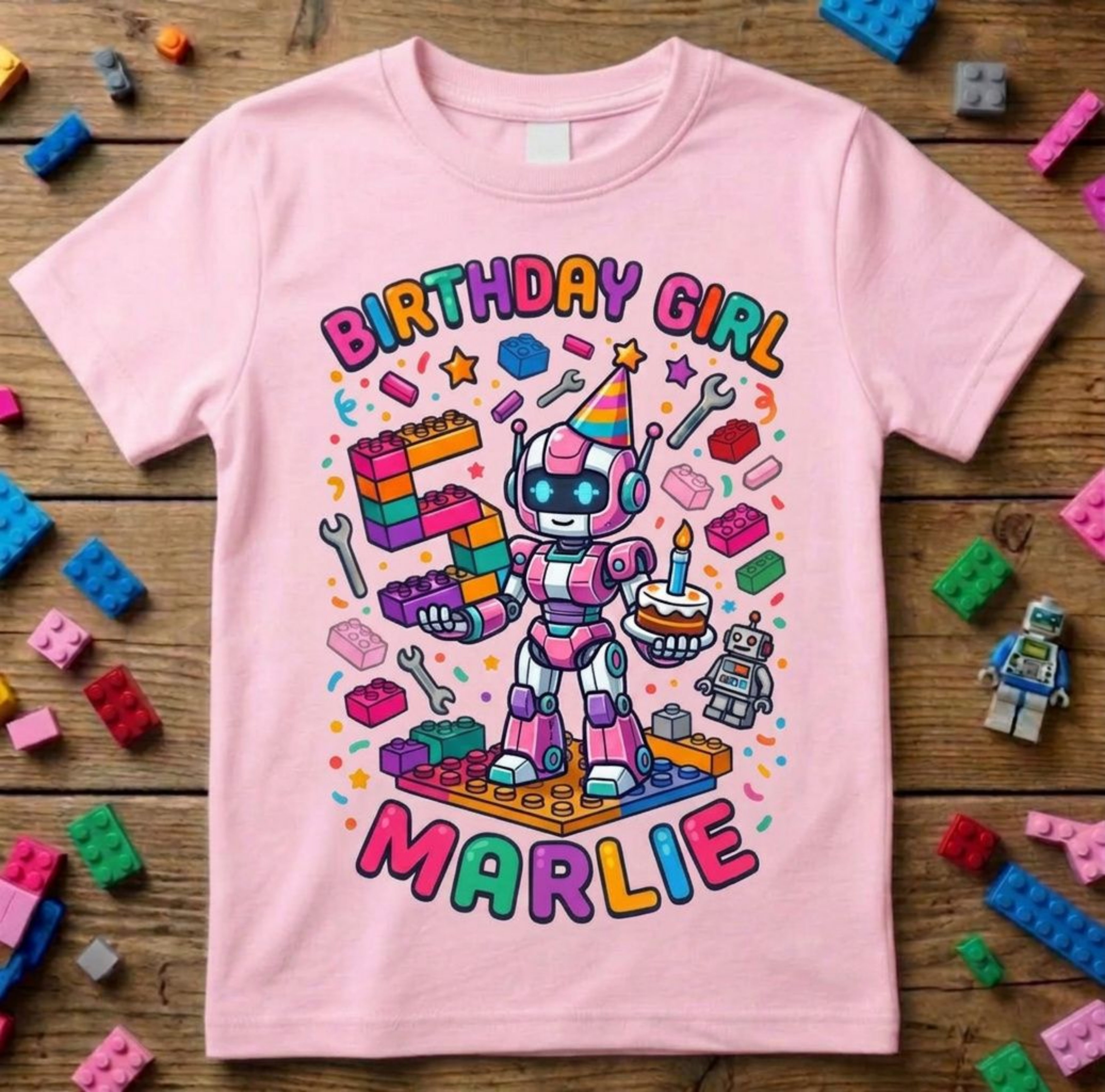 Custom Builder Birthday Girl Shirt, Personalized Block Tee