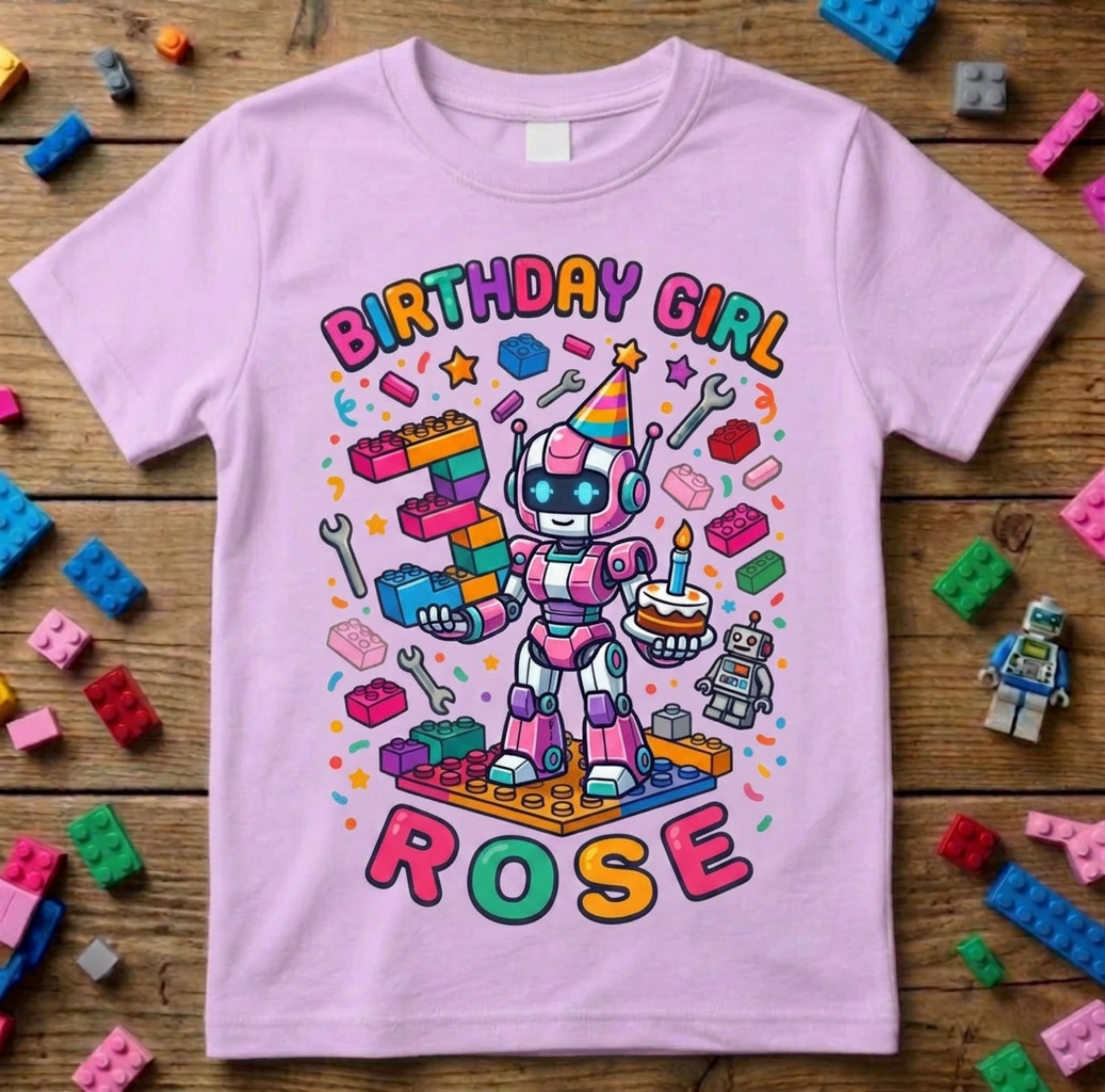 Custom Builder Birthday Girl Shirt, Personalized Block Tee