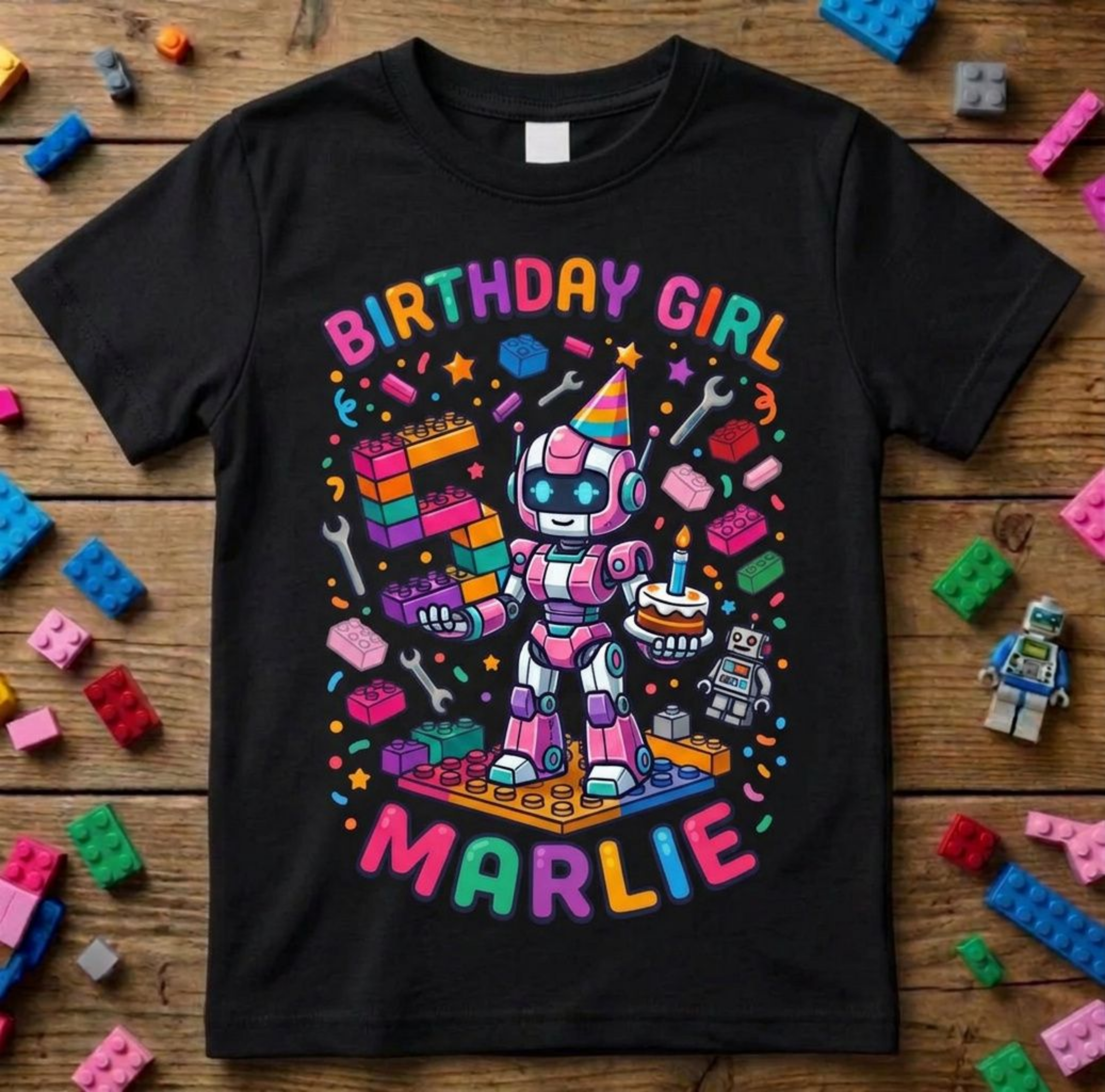 Custom Builder Birthday Girl Shirt, Personalized Block Tee