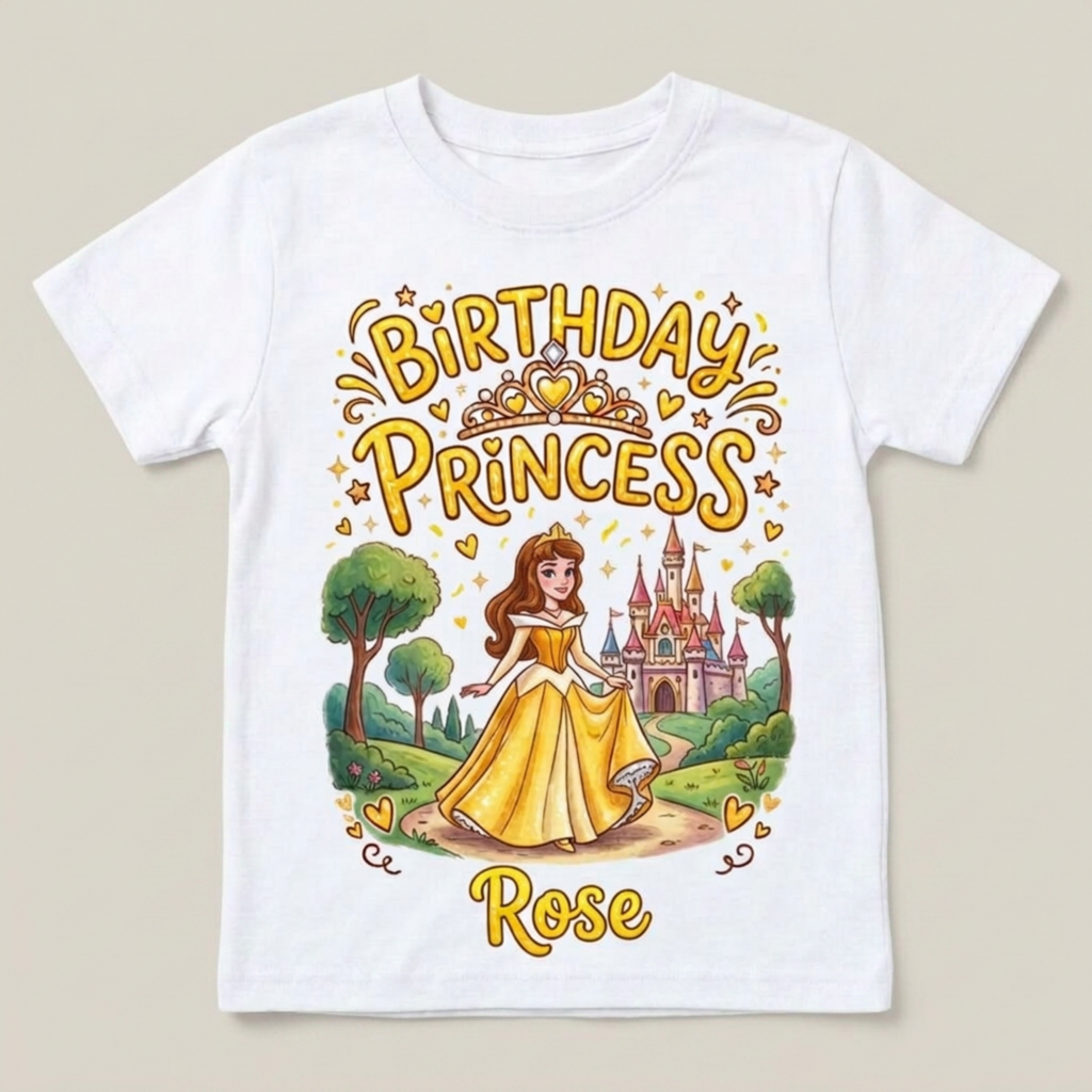Personalized Birthday Princess Girl T-Shirt