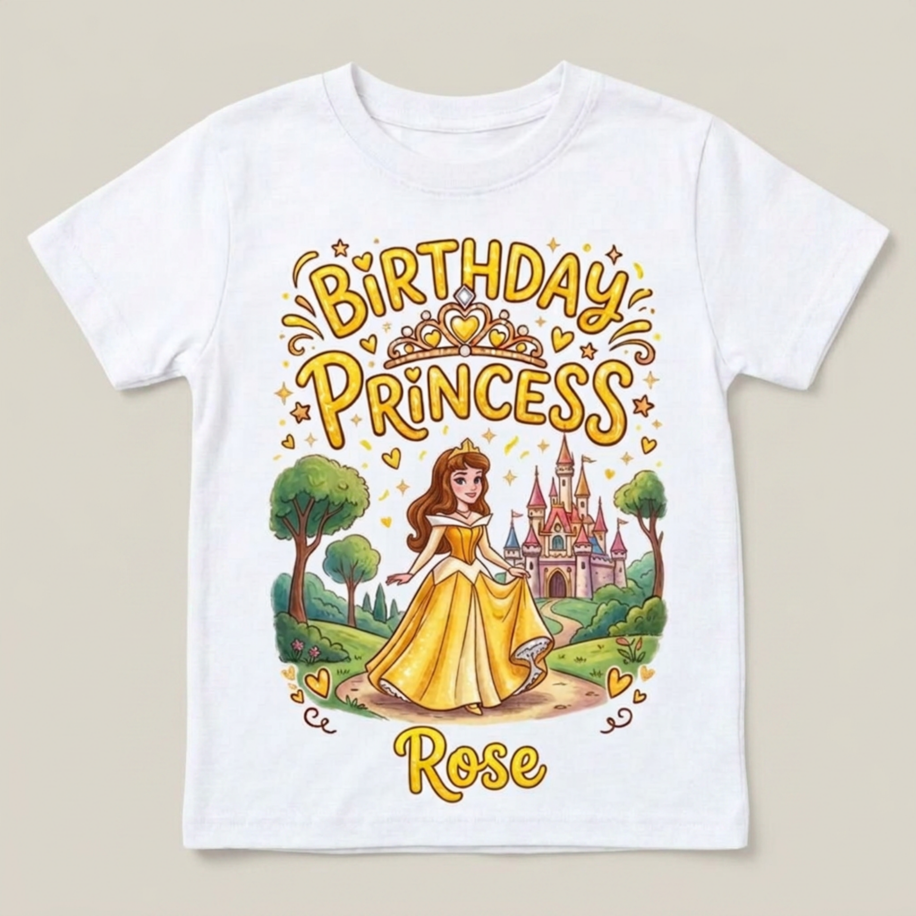Personalized Birthday Princess Girl T-Shirt