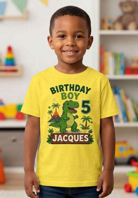 Personalized Dinosaur Birthday t-shirt for Boys - Custom T-Rex Party Tee
