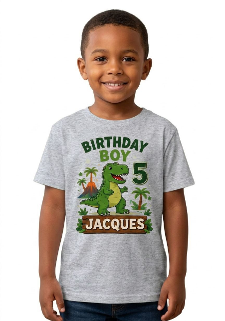 Personalized Dinosaur Birthday t-shirt for Boys - Custom T-Rex Party Tee