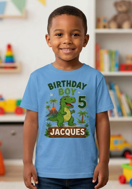 Personalized Dinosaur Birthday t-shirt for Boys - Custom T-Rex Party Tee