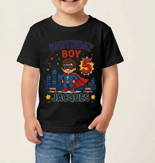 Personalized Super Birthday Boy Shirt - Custom Superhero Birthday Tee