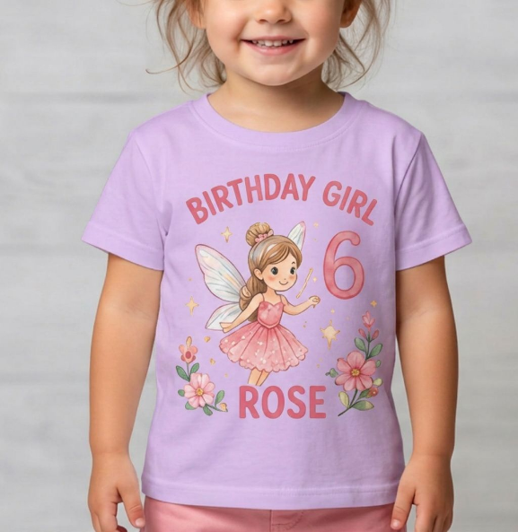 Personalized Fairy Birthday Girl Shirt | Custom Name & Age Toddler Tee