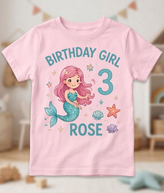 Personalized Mermaid Birthday Girl Shirt | Custom Name & Age Toddler Tee