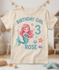 Personalized Mermaid Birthday Girl Shirt | Custom Name & Age Toddler Tee