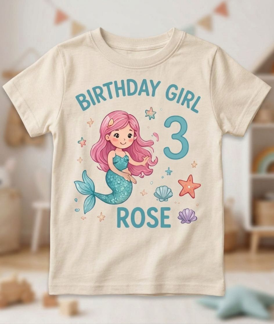 Personalized Mermaid Birthday Girl Shirt | Custom Name & Age Toddler Tee