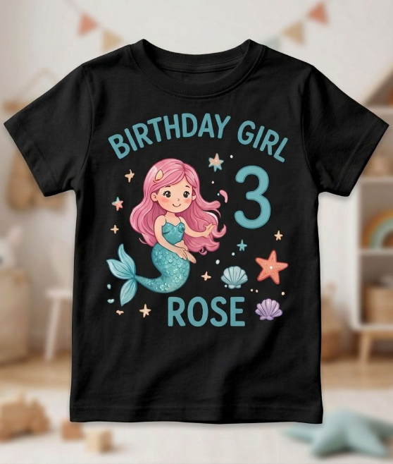 Personalized Mermaid Birthday Girl Shirt | Custom Name & Age Toddler Tee