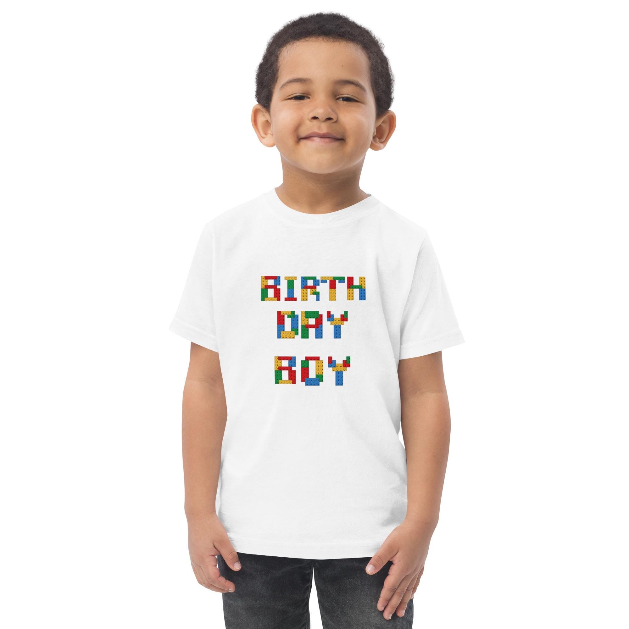 Toddler Birthday boy blocks jersey t-shirt