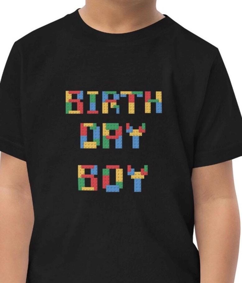 Toddler Birthday boy blocks jersey t-shirt