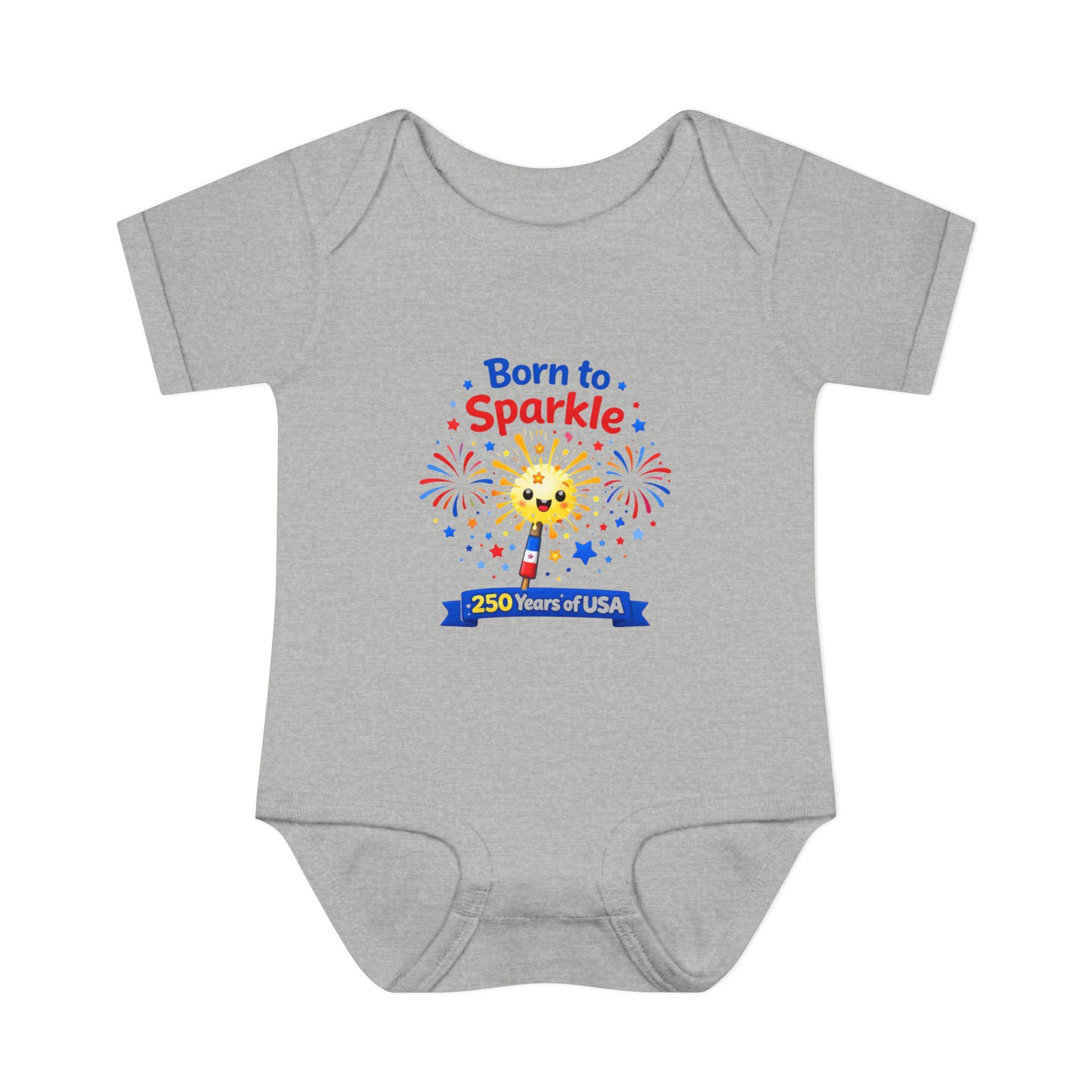Infant Bodysuit, Born to Sparkle, 4th of July USA Celebration Onesie