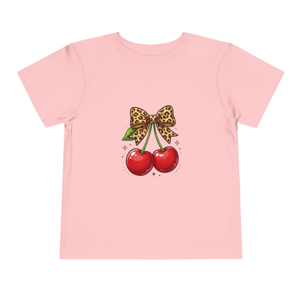 Leopard Bow Cherries Toddler Tee | Vintage Charm Cherry Graphic Shirt