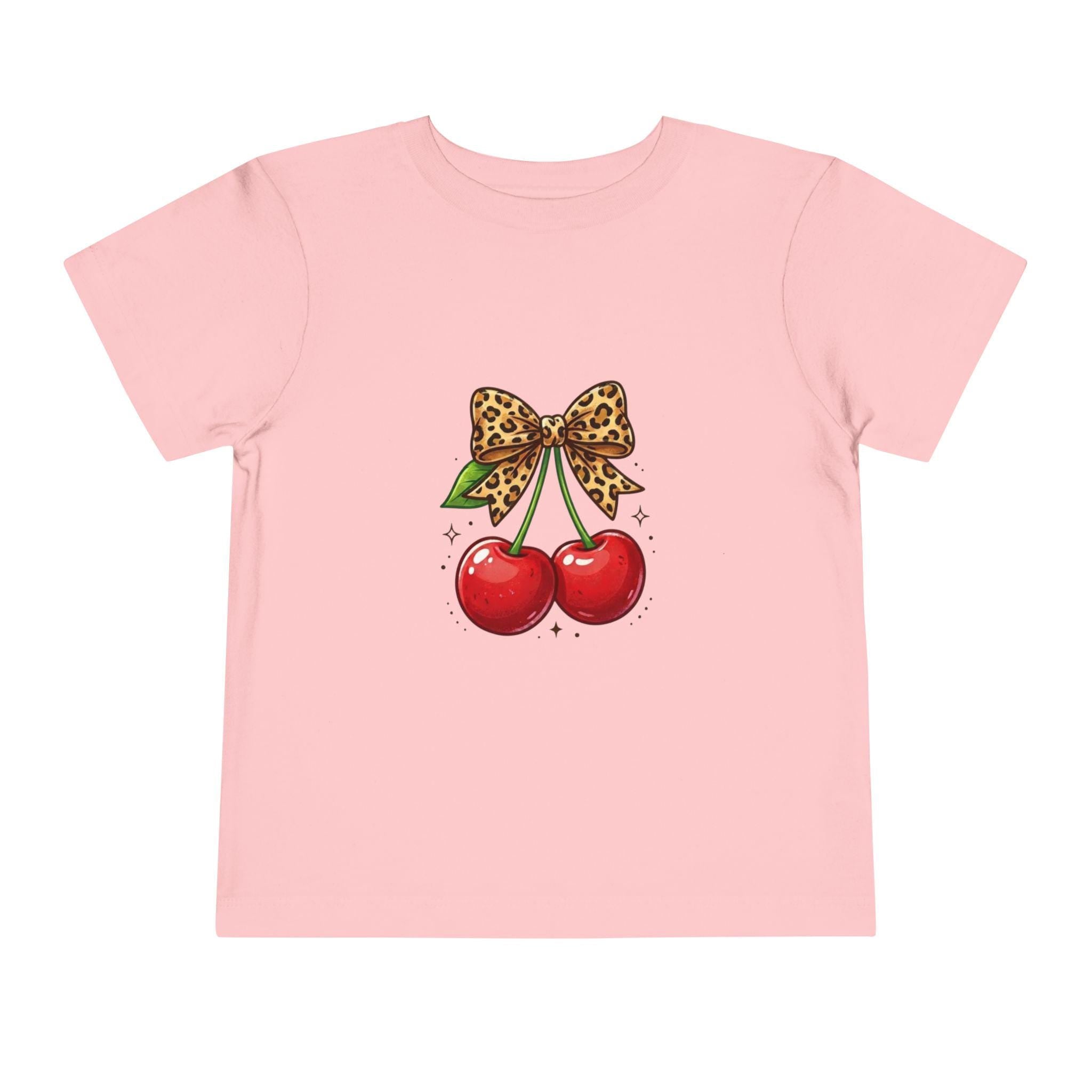 Leopard Bow Cherries Toddler Tee | Vintage Charm Cherry Graphic Shirt