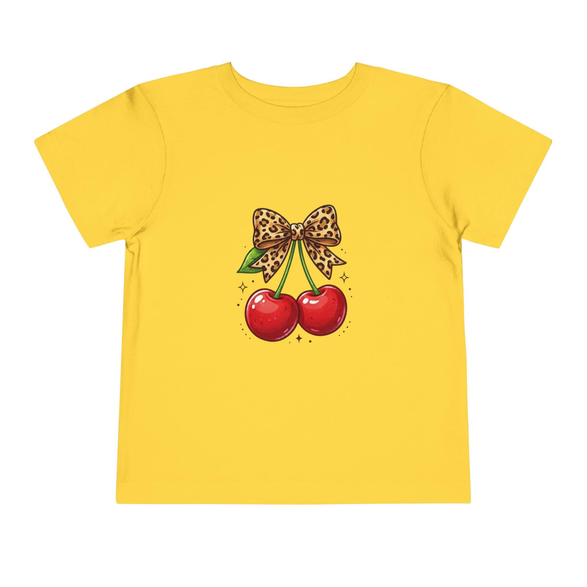Leopard Bow Cherries Toddler Tee | Vintage Charm Cherry Graphic Shirt
