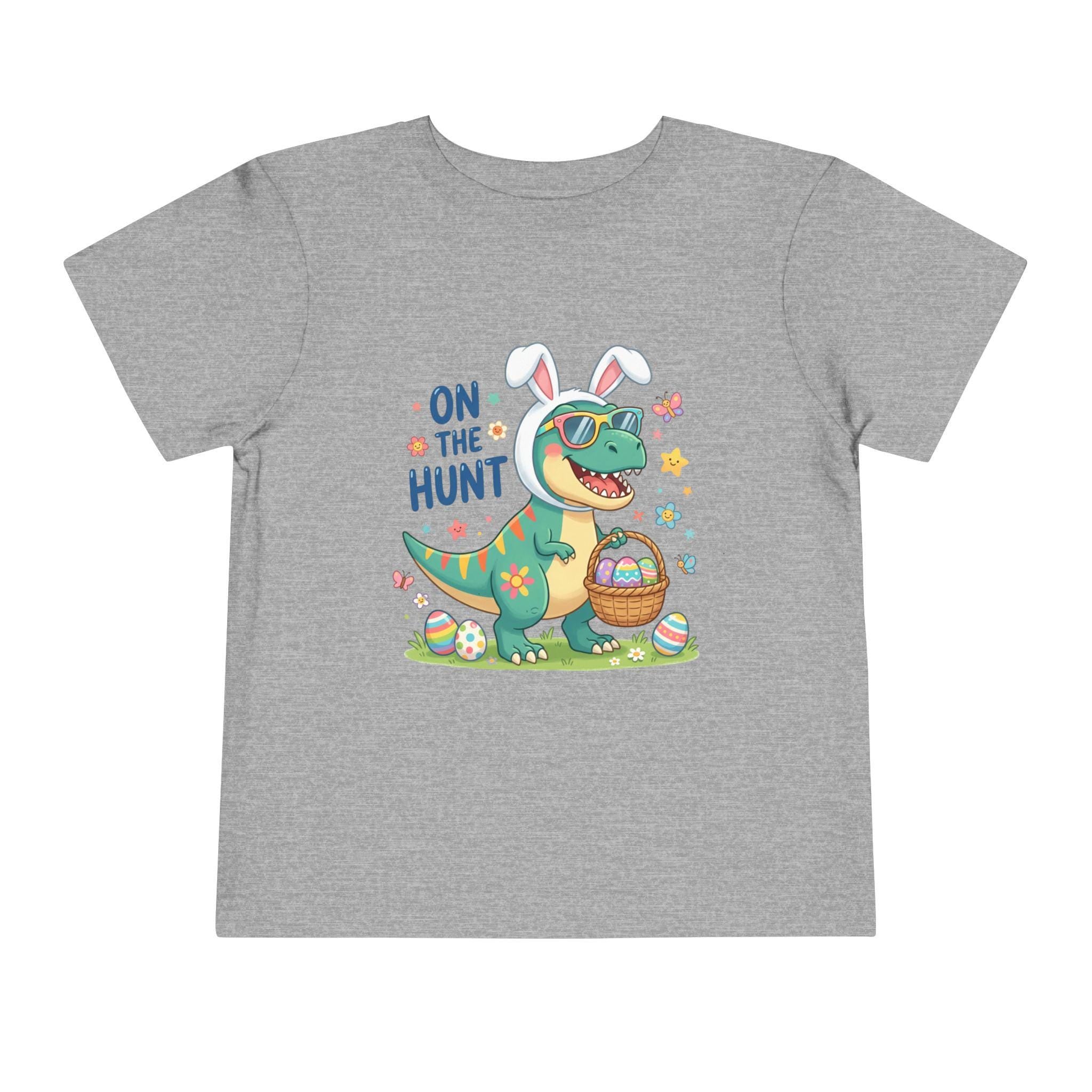 Dino in Bunny Ears On The Hunt Toddler Tee | Easter Egg Hunt Shirt