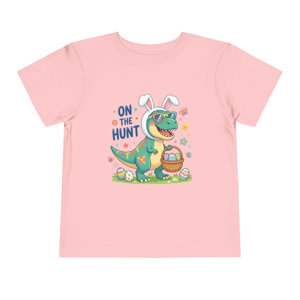 Dino in Bunny Ears On The Hunt Toddler Tee | Easter Egg Hunt Shirt