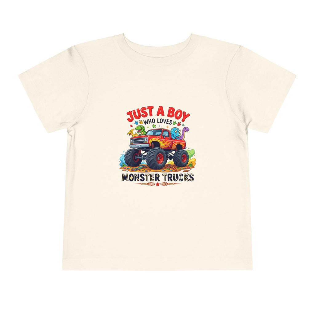Just a Boy Who Loves Monster Trucks Toddler Tee | Kids Truck Shirt