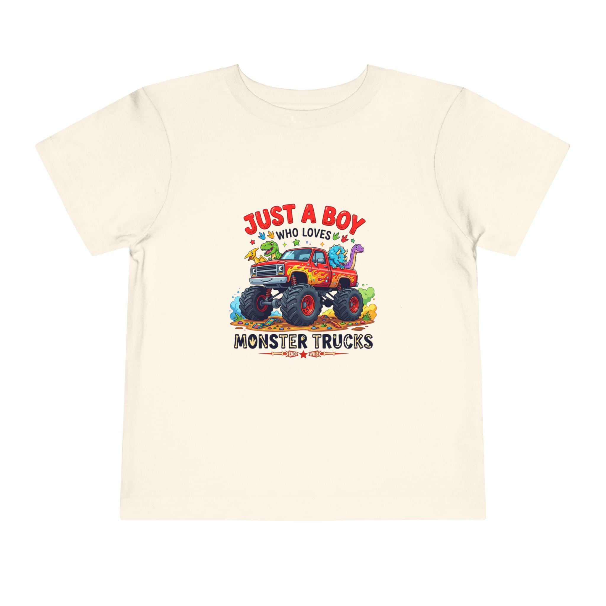 Just a Boy Who Loves Monster Trucks Toddler Tee | Kids Truck Shirt