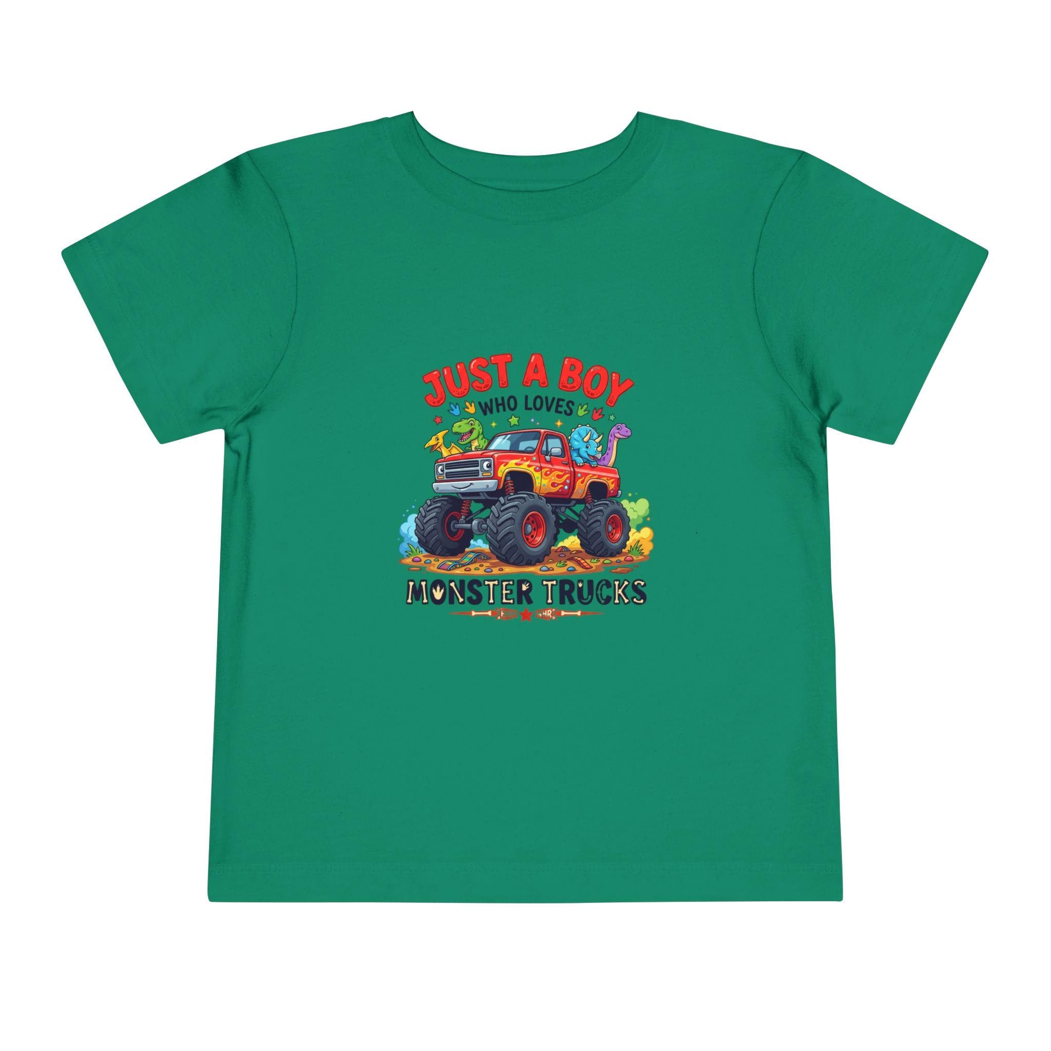 Just a Boy Who Loves Monster Trucks Toddler Tee | Kids Truck Shirt
