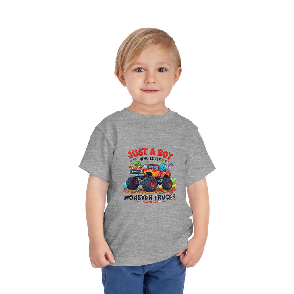 Just a Boy Who Loves Monster Trucks Toddler Tee | Kids Truck Shirt
