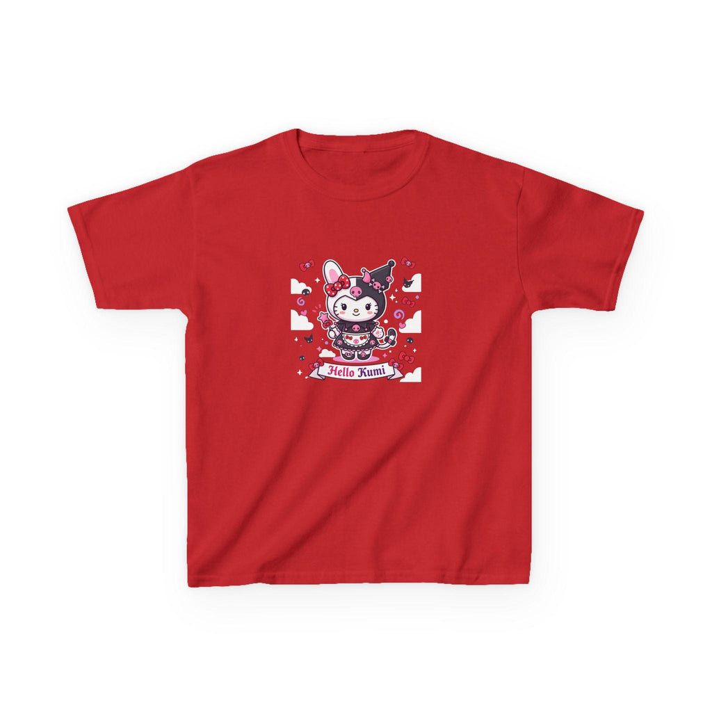 Hello Kuromi Character Tee | Cute Sanrio Style Kids Shirt, Hearts & Bows