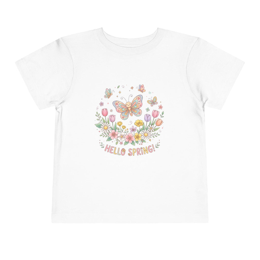 Hello Spring Butterfly Toddler Tee | Floral Springtime Graphic