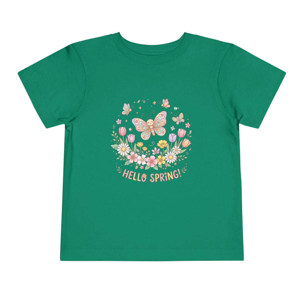 Hello Spring Butterfly Toddler Tee | Floral Springtime Graphic