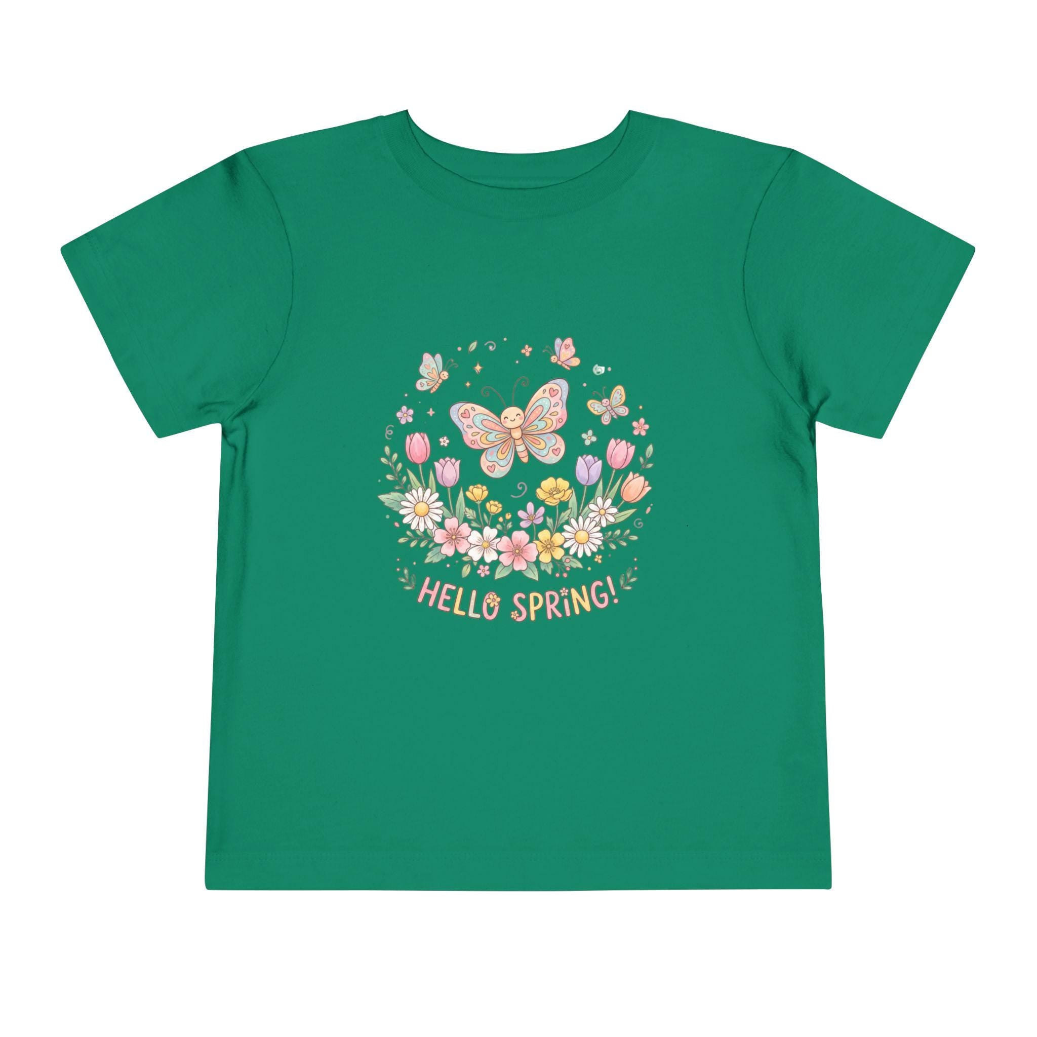 Hello Spring Butterfly Toddler Tee | Floral Springtime Graphic